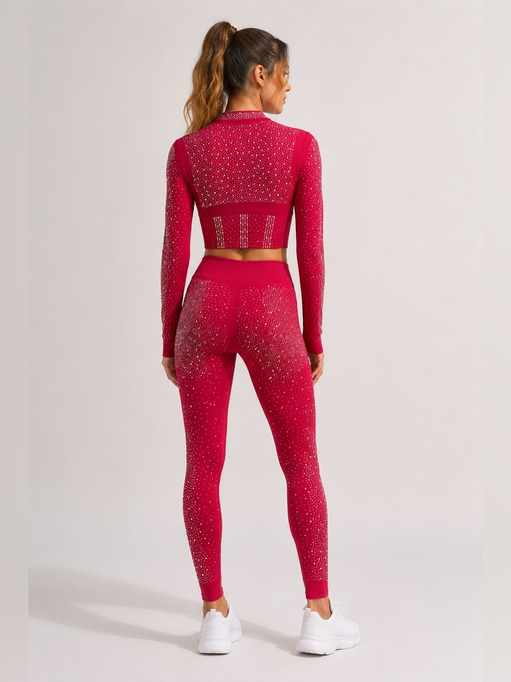 ✨ Radiant Rhinestone 2-Piece Mesh Set – Red ✨ - Picture 3 of 15